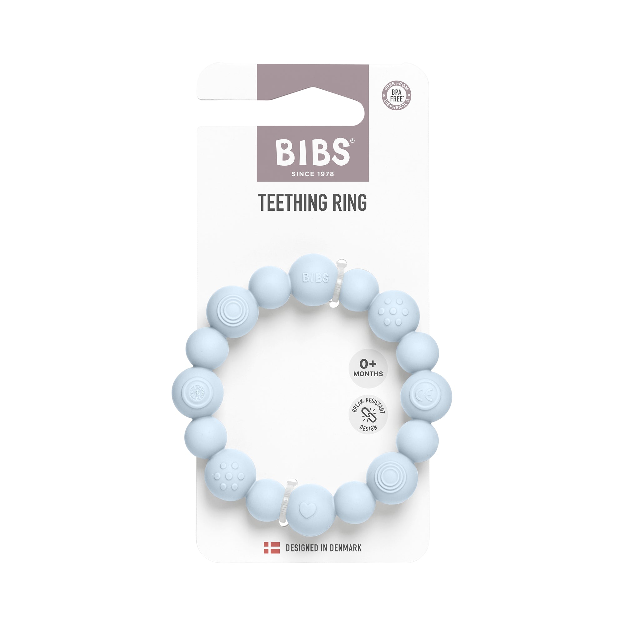 BIBS Bijtring Beaded - Baby Blue