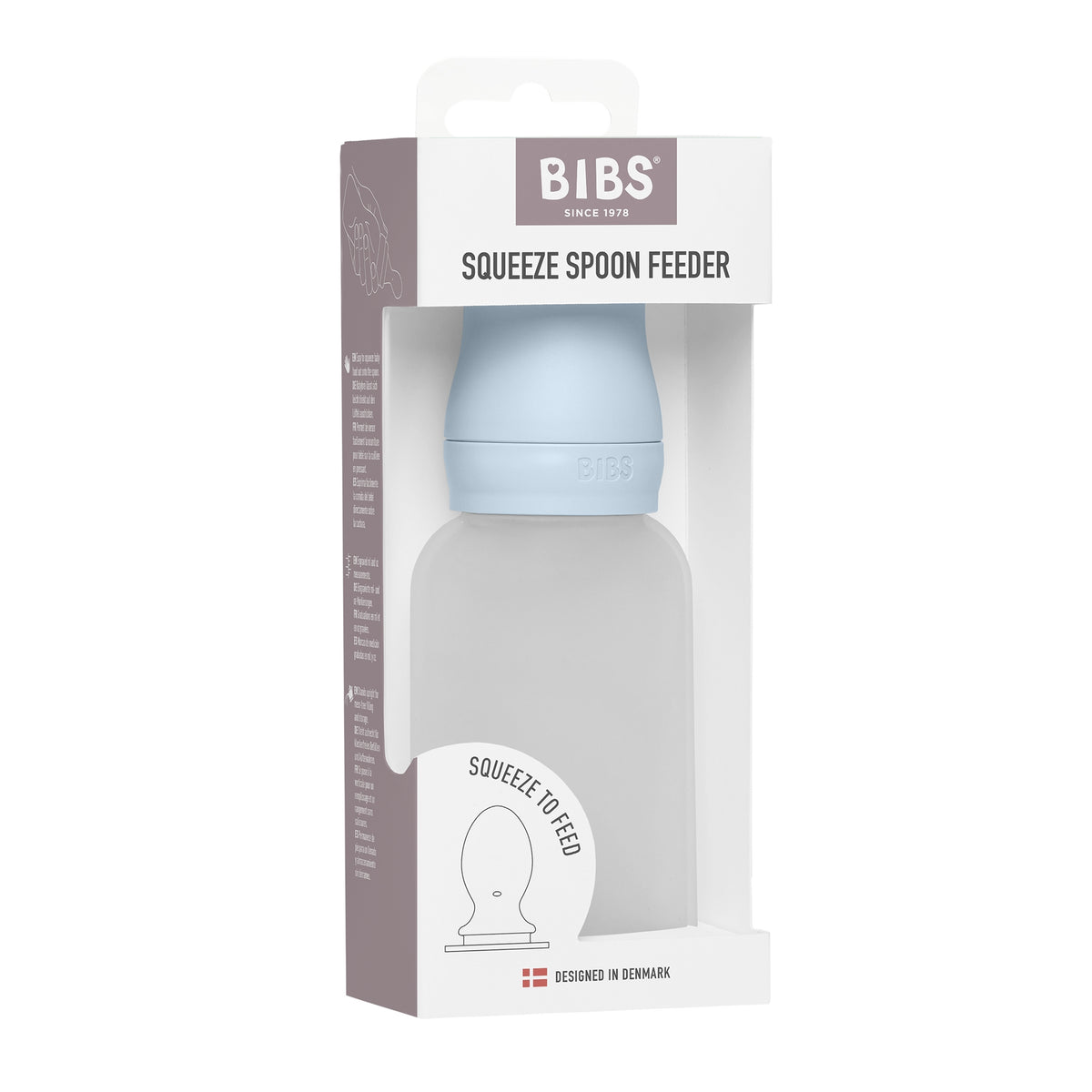 BIBS Knijpfles met Lepel – Baby Blue-
