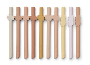 Liewood Badu Straw – Safari/Rose Mix 10-pack-