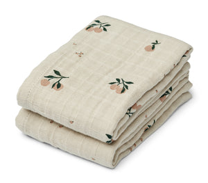 Liewood Hydrofiele (mond)doek - Peach Sea Shell 2-pack-