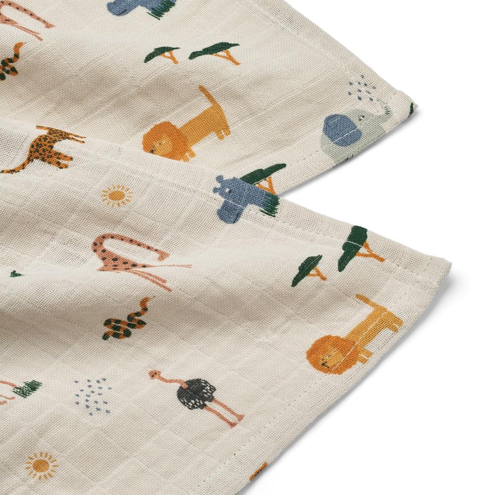 Liewood Hydrofiele (mond)doek - Safari 2-pack-