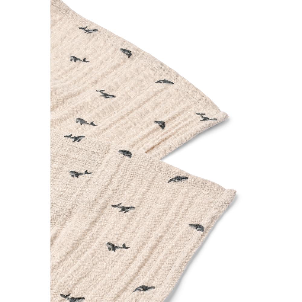 Liewood Hydrofiele (mond)doek - Whale 2-pack-