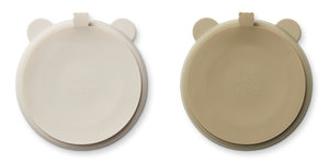 Liewood Stacy Bordjes Met Zuignap - Sandy/Oat 2-pack-