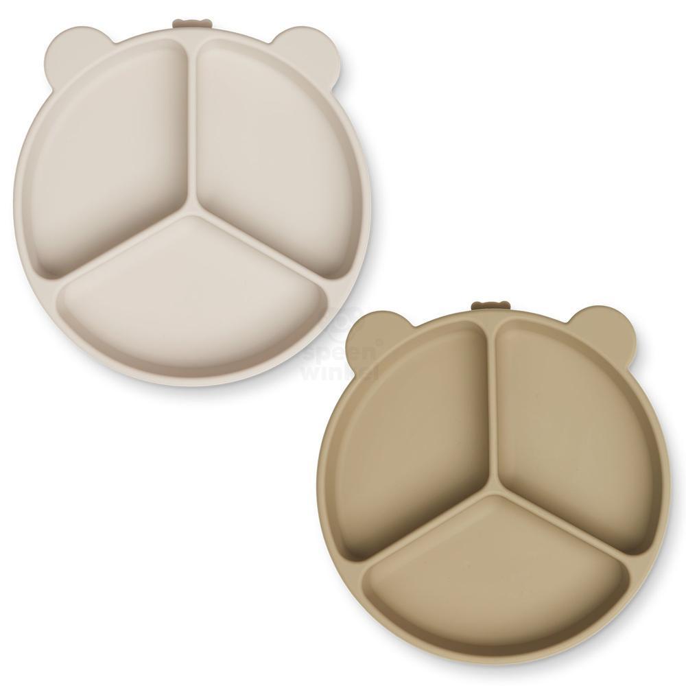 Liewood Stacy Bordjes Met Zuignap - Sandy/Oat 2-pack-