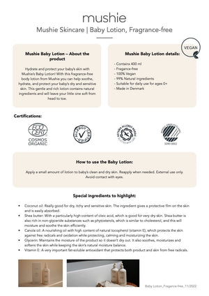 Mushie Baby Lotion - Fragrance Free-