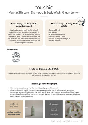 Mushie Baby Shampoo & Body Wash - Green lemon-