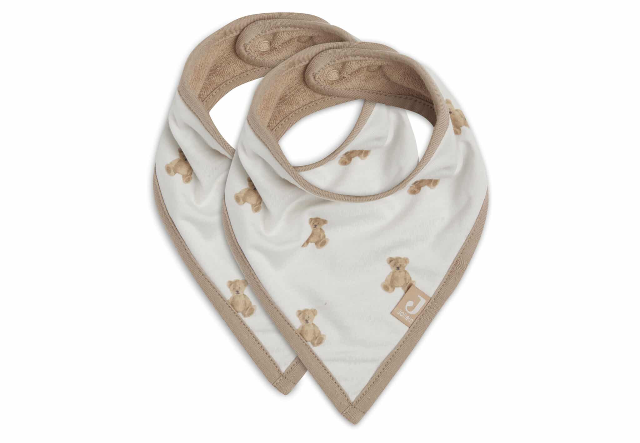 Jollein Bandana Slabbetje - Teddy Bear GOTS 2-pack