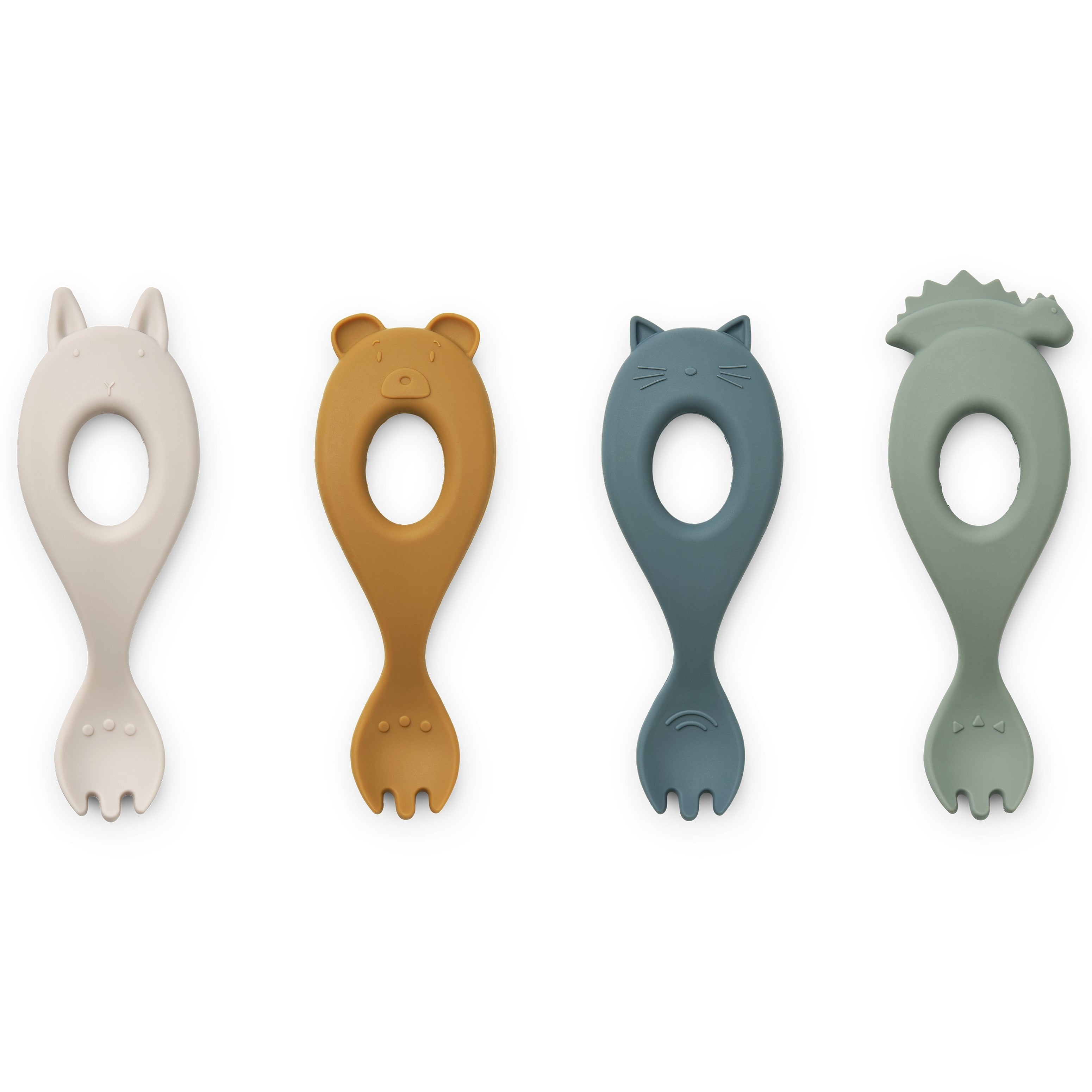 Liewood Liva Silicone Fork - Faune Green 4-Pack