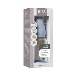BIBS Glazen Fles - Baby Blue-