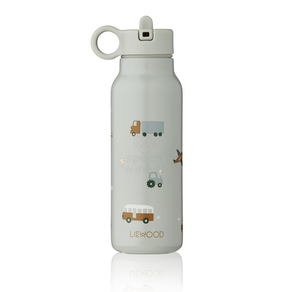 Liewood Falk Water Bottle - Vehicles Dove Blue (350ml)-