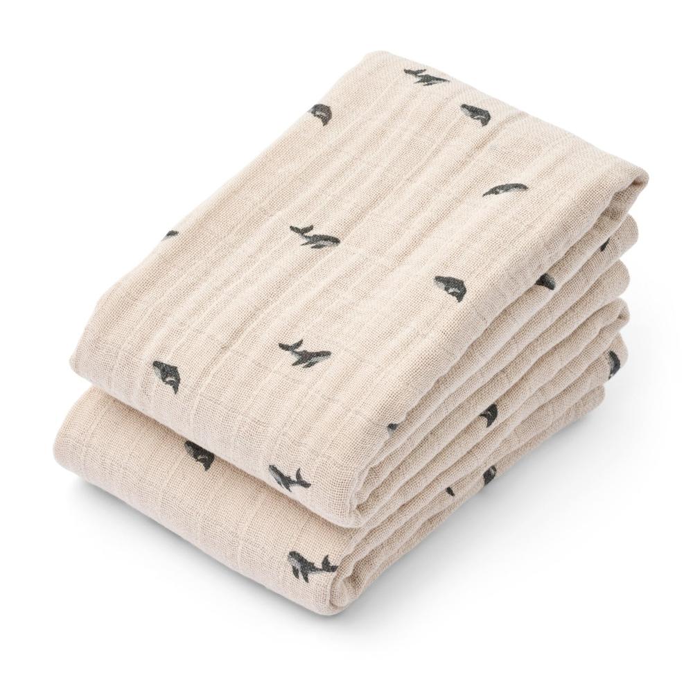 Liewood Hydrofiele (mond)doek - Whale 2-pack-