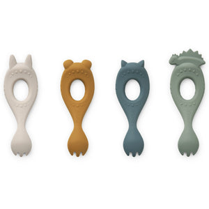 Liewood Liva Silicone Fork - Faune Green 4-Pack-