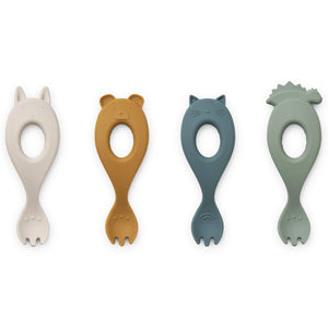 Liewood Liva Silicone Fork - Faune Green 4-Pack-