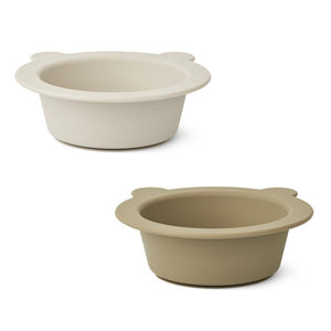 Liewood Peony Kommetjes Met Zuignap - Sandy/Oat 2-pack-