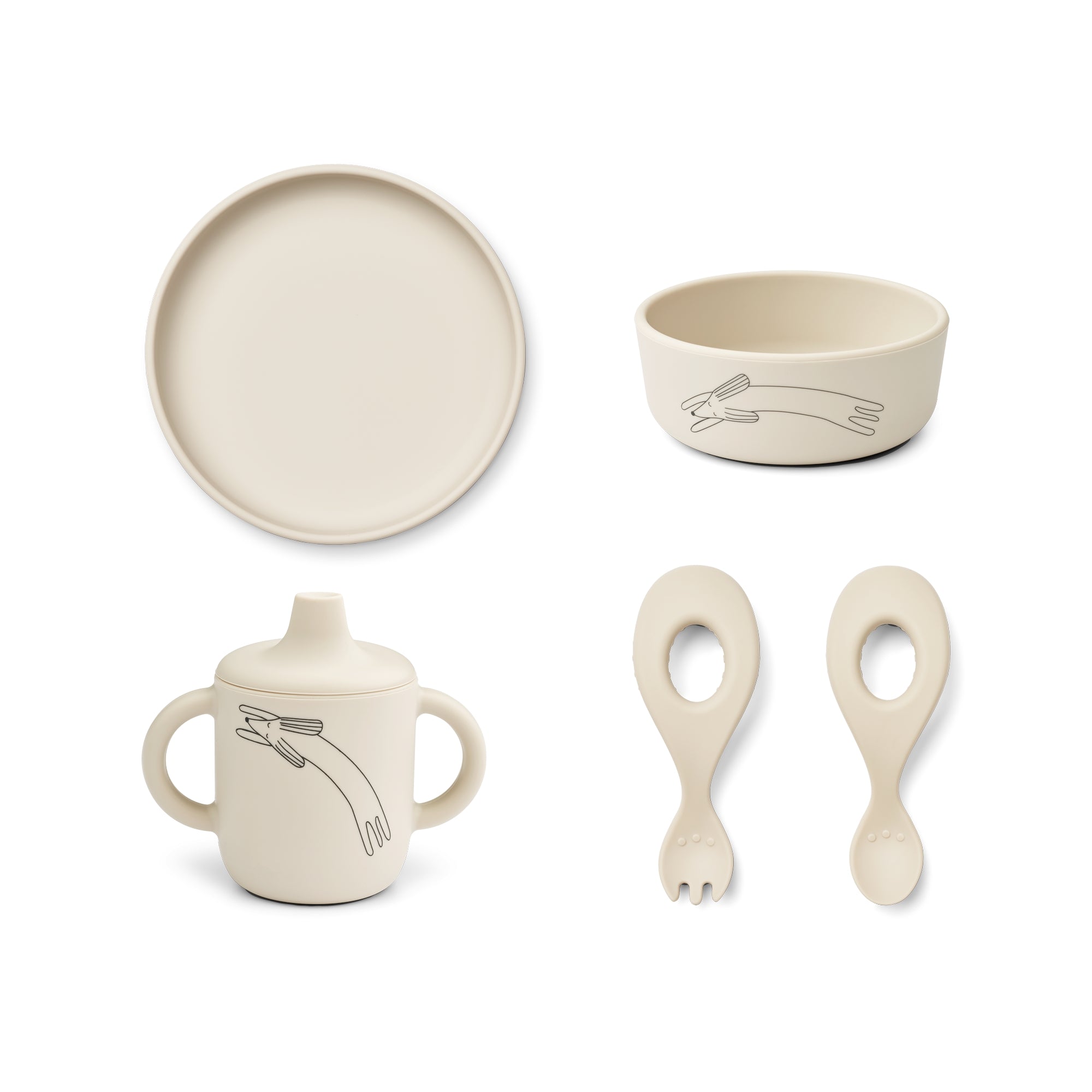 Liewood Ryle Printed Tableware Set - Dog Sandy-