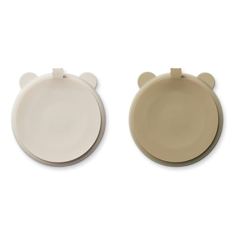 Liewood Stacy Bordjes Met Zuignap - Sandy/Oat 2-pack-