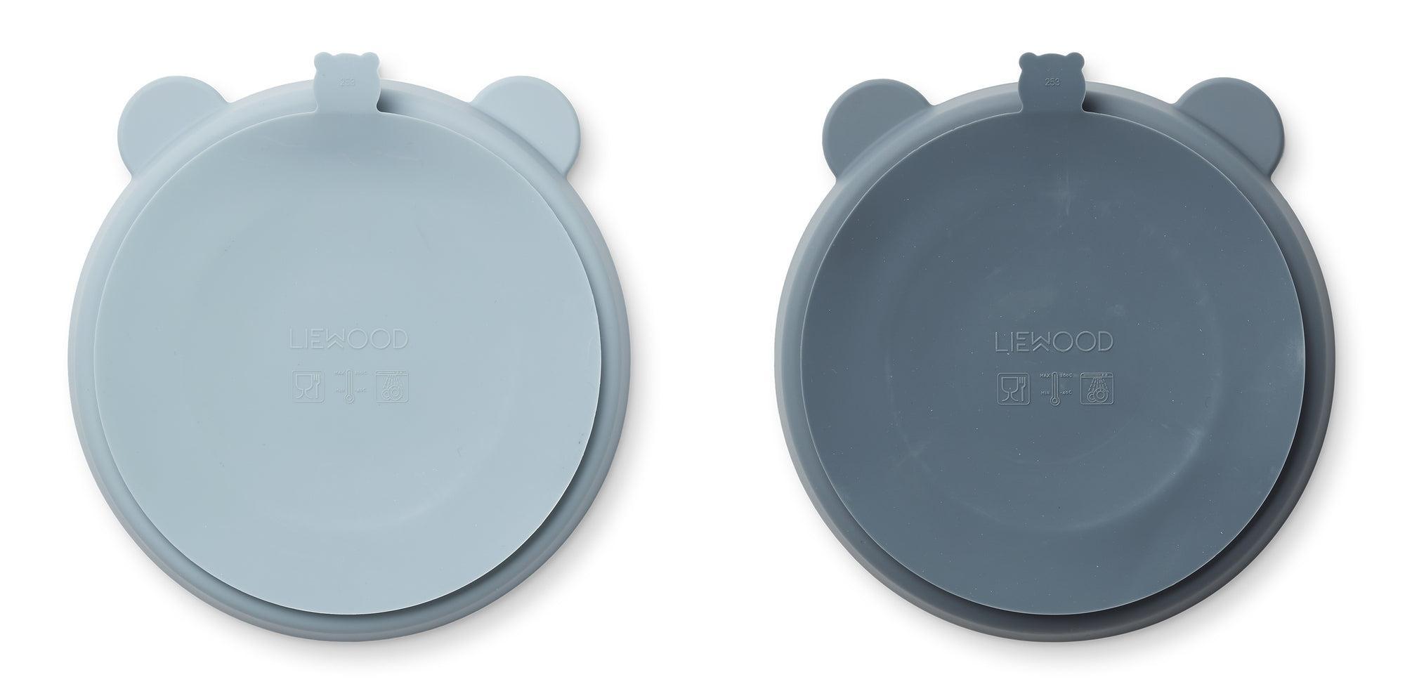 Liewood Stacy Bordjes Met Zuignap - Sea/Whale Blue 2-pack-