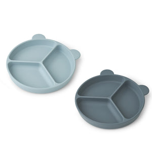 Liewood Stacy Bordjes Met Zuignap - Sea/Whale Blue 2-pack-