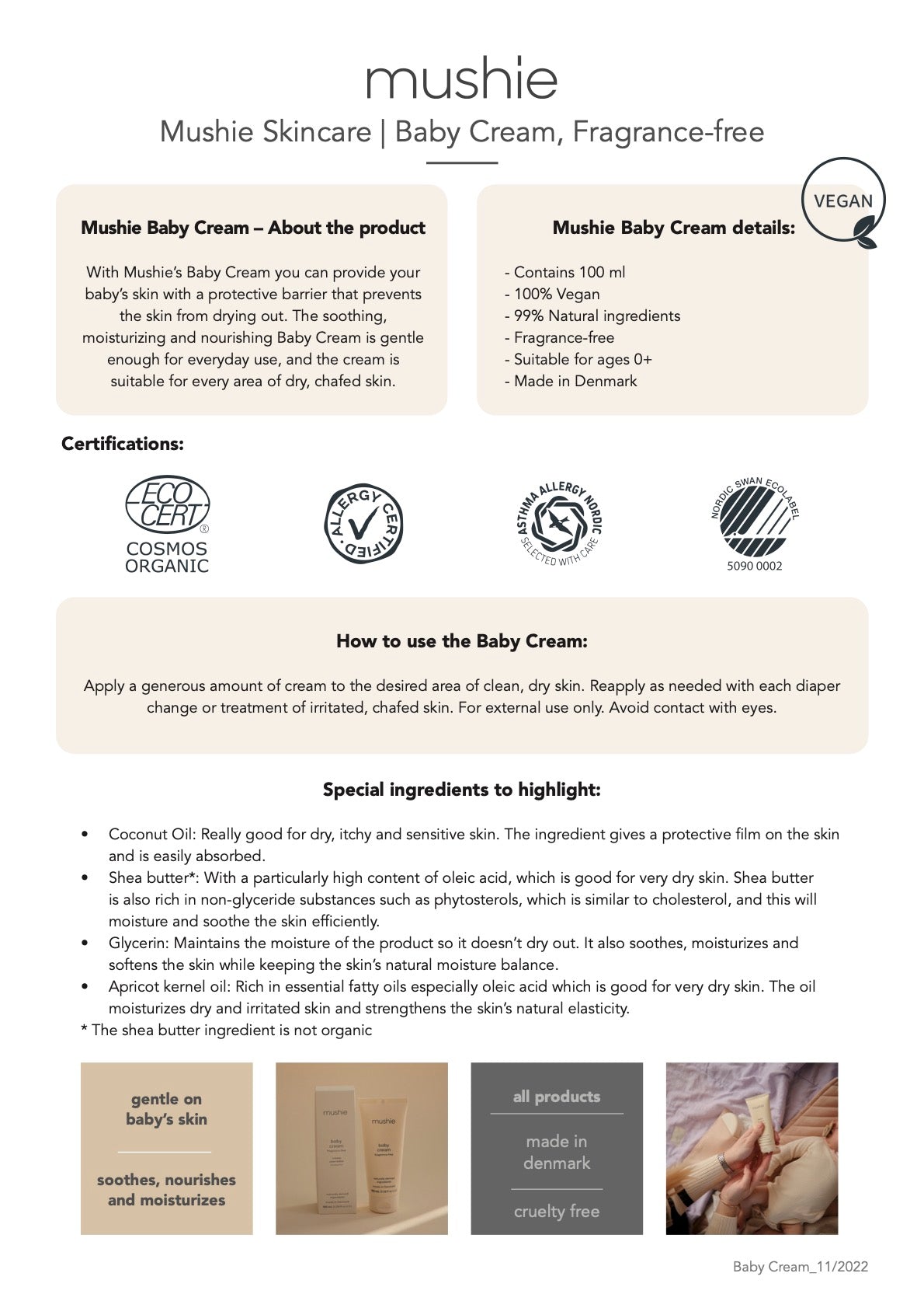 Mushie Baby Cream - Cosmos-