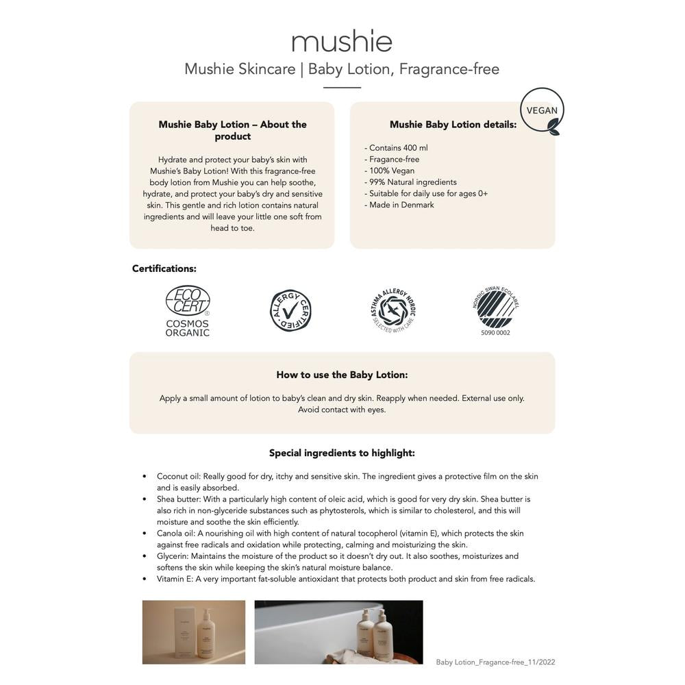 Mushie Baby Lotion - Fragrance Free-