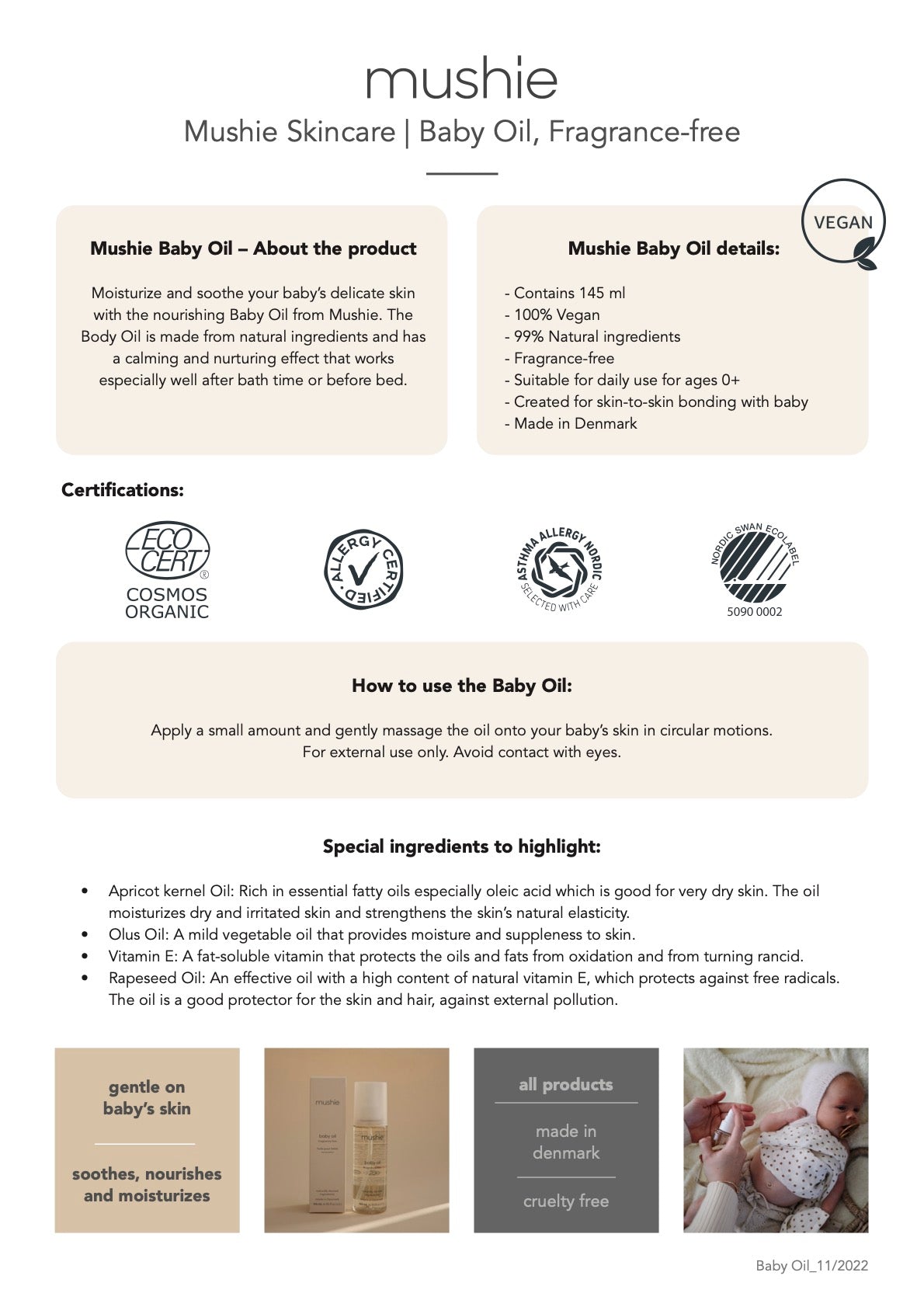 Mushie Baby Oil - Cosmos-